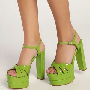 Green Schutz Keefa High Patent Sandal